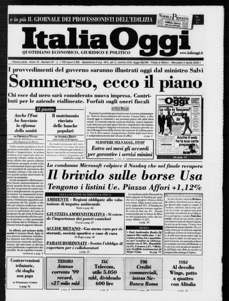 Italia oggi : quotidiano di economia finanza e politica